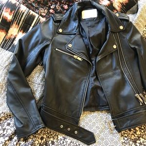 ZARA Black Leather Biker Jacket